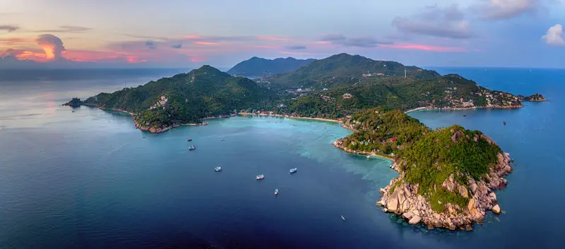 Koh Tao island in late golden light